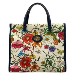 Gucci Flora,Interlocking G Handbag 550141 Cream Red Multi Canvas Leather